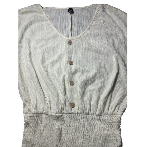 Beige Shirred Waist V-Neck- Top XL-(US 12–14) - Picture 5 of 6